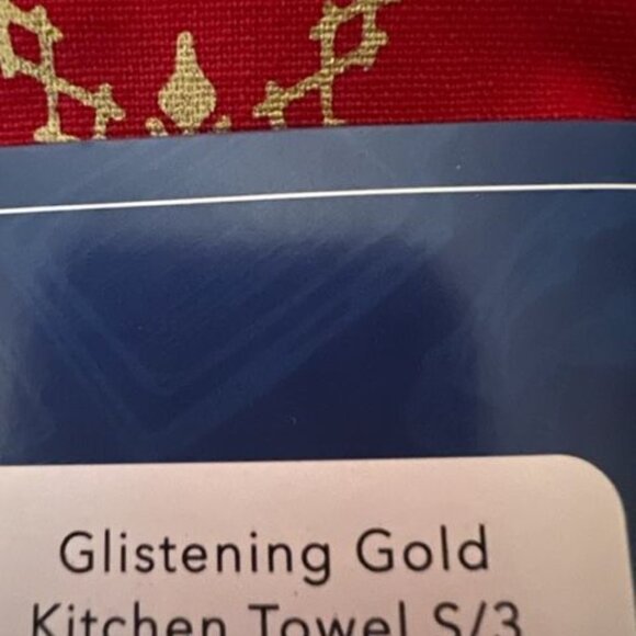 C&F Home Set Of 3 Flour Sack Kitchen Towels Merry Christmas Design Gold & Red - Picture 3 of 5